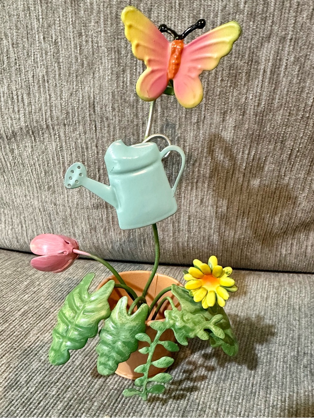 Metal Pastel Butterfly & Watering Can Decor